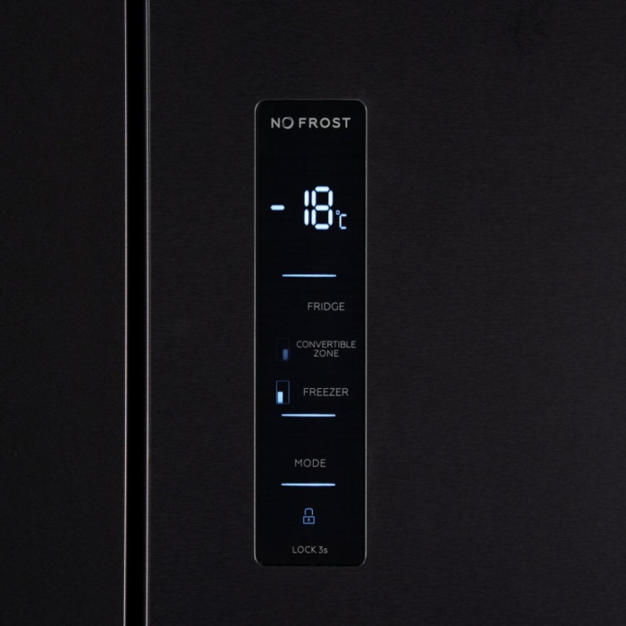 Side by side multidoor Heinner HSBS-HM600MDNFDXE++, No frost, 600l, clasa E, compresor dual inverter, compartiment convertibil frigider/congelator (-20℃~5℃), super freezing, inox negru [6]