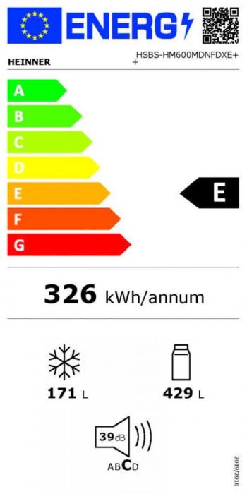 Side by side multidoor Heinner HSBS-HM600MDNFDXE++, No frost, 600l, clasa E, compresor dual inverter, compartiment convertibil frigider/congelator (-20℃~5℃), super freezing, inox negru [3]