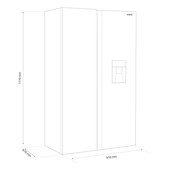 Side by Side Samus SSX-669NFWDE, 529 L, Full No Frost, Dozator apa, Clasa energetica E, Afisaj LCD, H 177 cm, Inox [6]