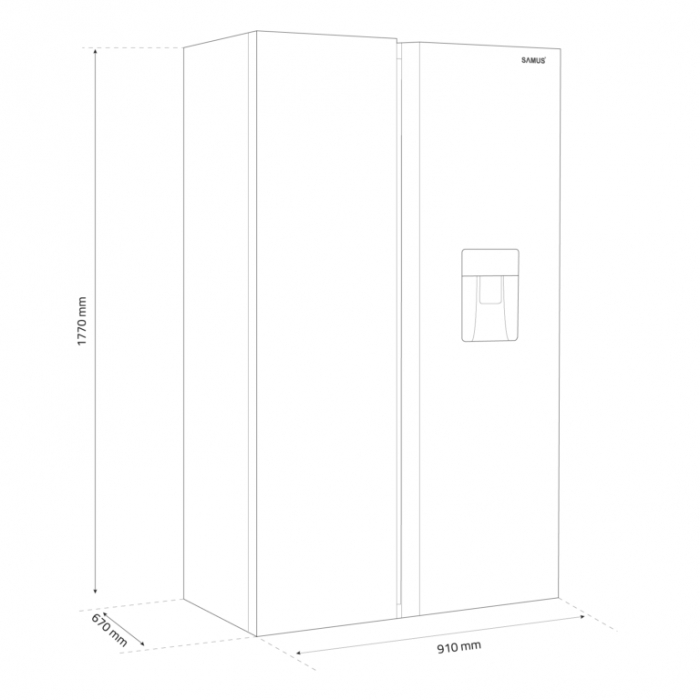 Side by Side Samus SSX-669NFWDE, Full No Frost, Dozator apa, Clasa energetica E, Afisaj LCD, 529 L, H 177 cm, Inox [6]