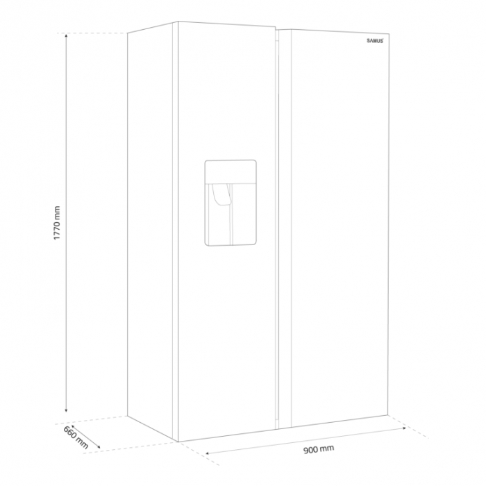 Side by side Samus SSX-670NFIDE, Full No Frost, Afisaj LCD, Dozator apa si gheata, 513 L, Clasa energetica E, Inox [8]
