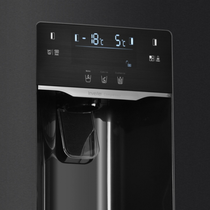 Side by side Samus SSX-670NFIDE, Full No Frost, Afisaj LCD, Dozator apa si gheata, 513 L, Clasa energetica E, Inox [3]