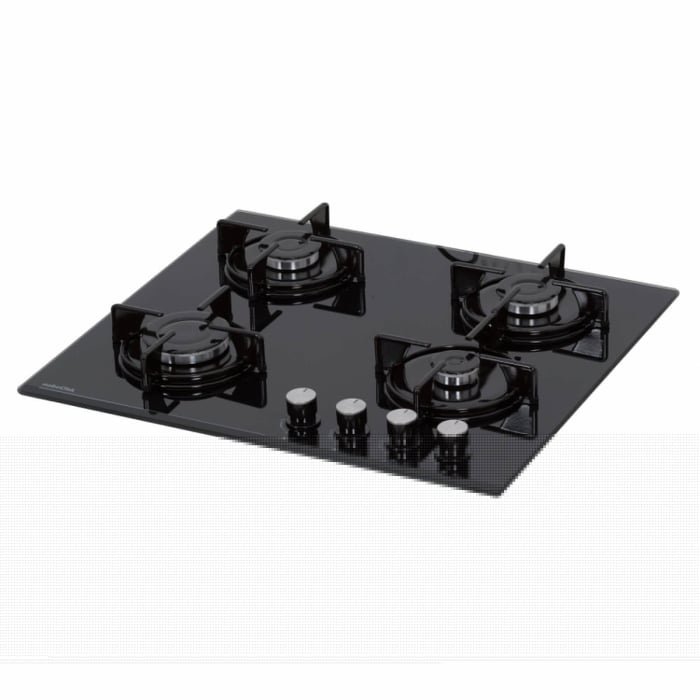 Plita incorporabila Nobeltek NHBG-6400BK, Gaz, 4 arzatoare, Sticla, Aprindere electrica, Gratar emailat rotund, Negru [2]