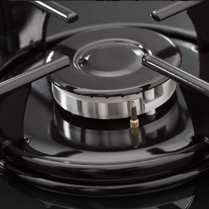 Plita incorporabila Nobeltek NHBG-6400BK, Gaz, 4 arzatoare, Sticla, Aprindere electrica, Gratar emailat rotund, Negru [5]