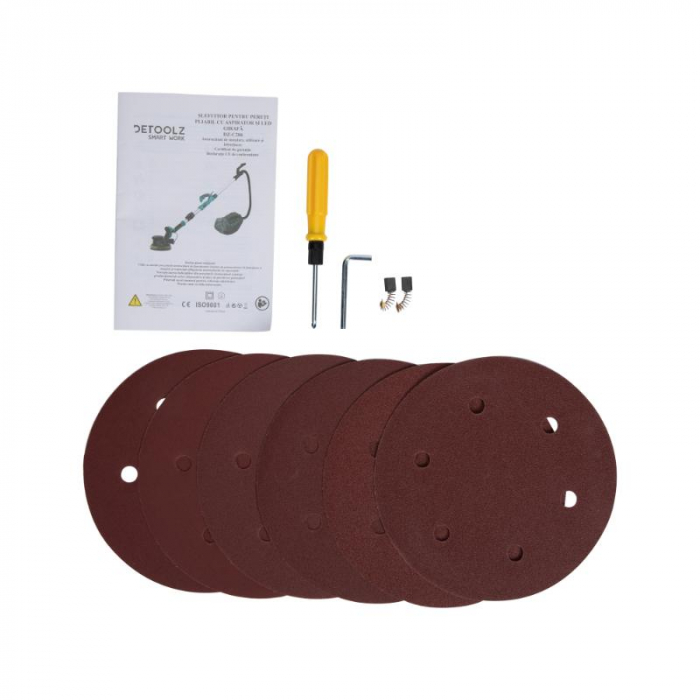 Pachet - Slefuitor pentru pereti pliabil cu LED 750W Ø225mm + Aspirator pentru praf si rumegus 1100W, cos 50 L, Debit 183 mc/h [17]