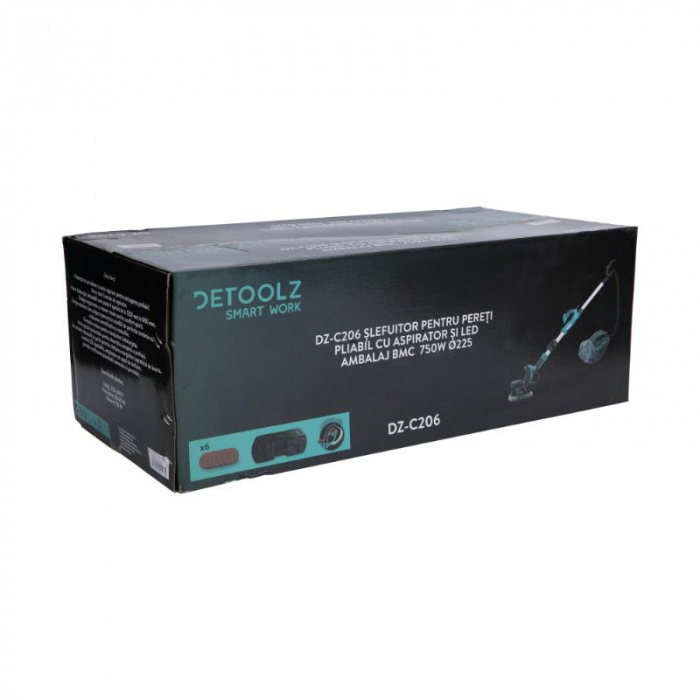Pachet - Slefuitor pentru pereti pliabil cu LED 750W Ø225mm + Aspirator pentru praf si rumegus 1100W, cos 50 L, Debit 183 mc/h [18]