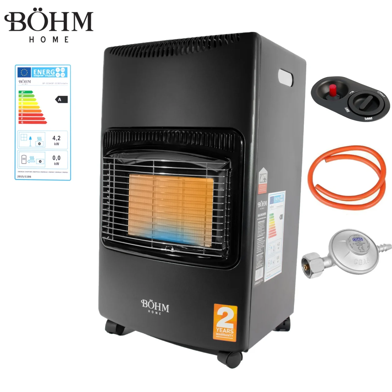 Soba pe gaz GPL BÖHM BF-003A, 4,20 kW, 3 trepte de putere, 20-80 m², Regulator GPL + Furtun GPL 1,5 m + Butelie GPL 26L [4]