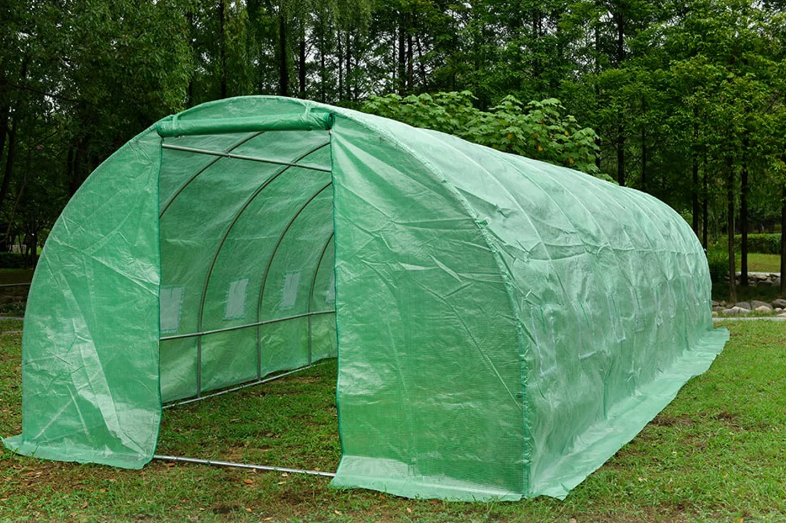Solar de legume 3 x 10 x 2 m, folie UV4 verde din polietilena armata + Cadou ata de palisare [4]