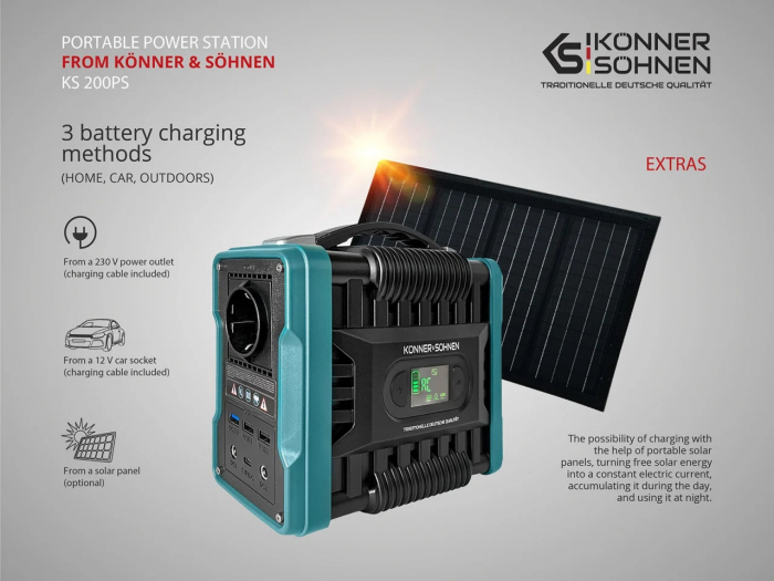 Statie acumulator portabil pentru incarcare electrica, UPS, PowerBank - 222Wh, 200W - KS-200PS din gama de surse de curent / power banks [3]