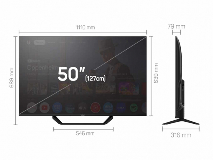 Televizor Smart Tesla 50E655BUS, 50", UHD 4K, Google TV, HDR10, DVB-T2/C/S2, 3x HDMI, 2x USB, Negru [4]