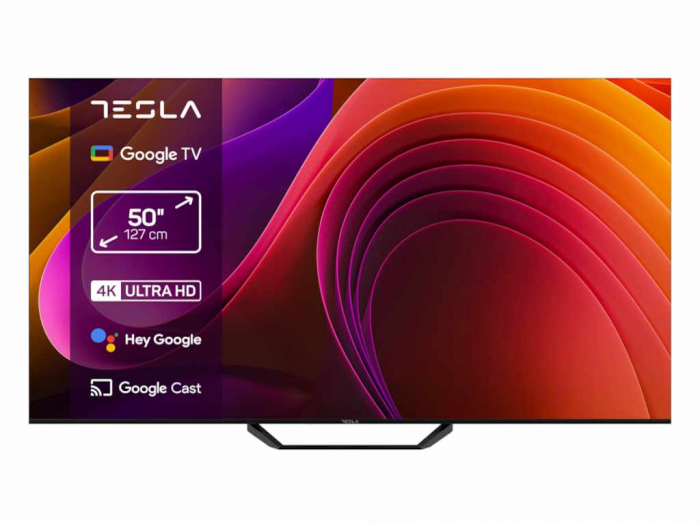 Televizor Smart Tesla 50E655BUS, 50", UHD 4K, Google TV, HDR10, DVB-T2/C/S2, 3x HDMI, 2x USB, Negru [10]