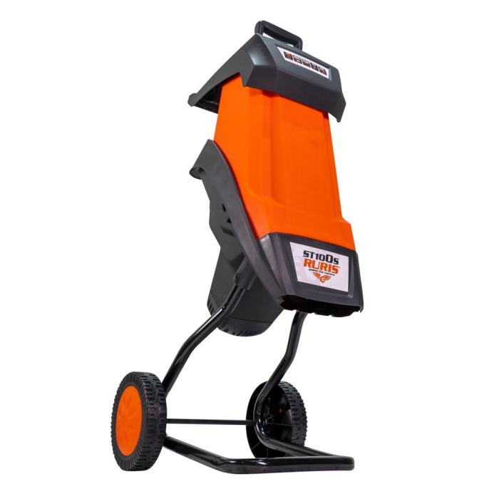 Tocător de crengi și resturi vegetale ST100S, motor electric 2400 W, 4500 rpm, diametru maxim de tăiere 40 mm, coș colector 50 L, 2 roți pentru transport, greutate 10,7 kg [4]