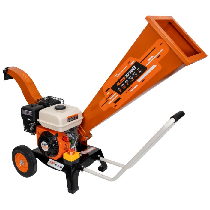 Tocător de crengi și resturi vegetale ST300, motor pe benzină 7 CP, diametru maxim de tăiere 60 mm, turație 3600 rpm, capacitate de tocare până la 1000 kg/oră, rezervor combustibil 3,6 L, 2 roți [5]