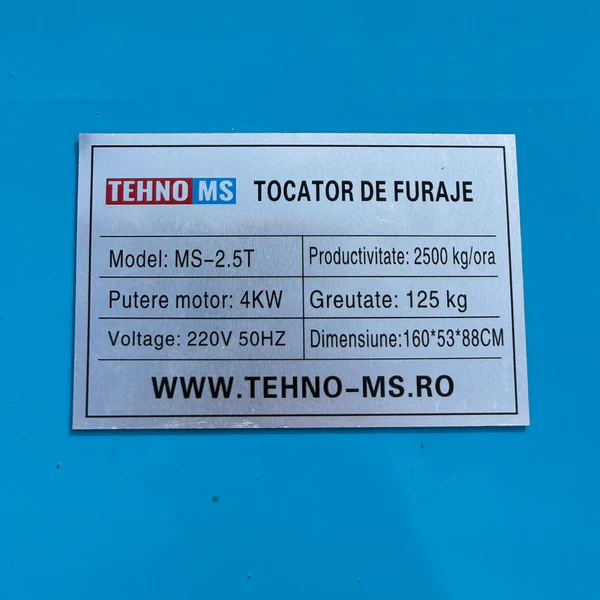 Tocator de Furaje MS-2.5T, 2500 kg/h, motor 4 kw, Alimentare 220V [2]