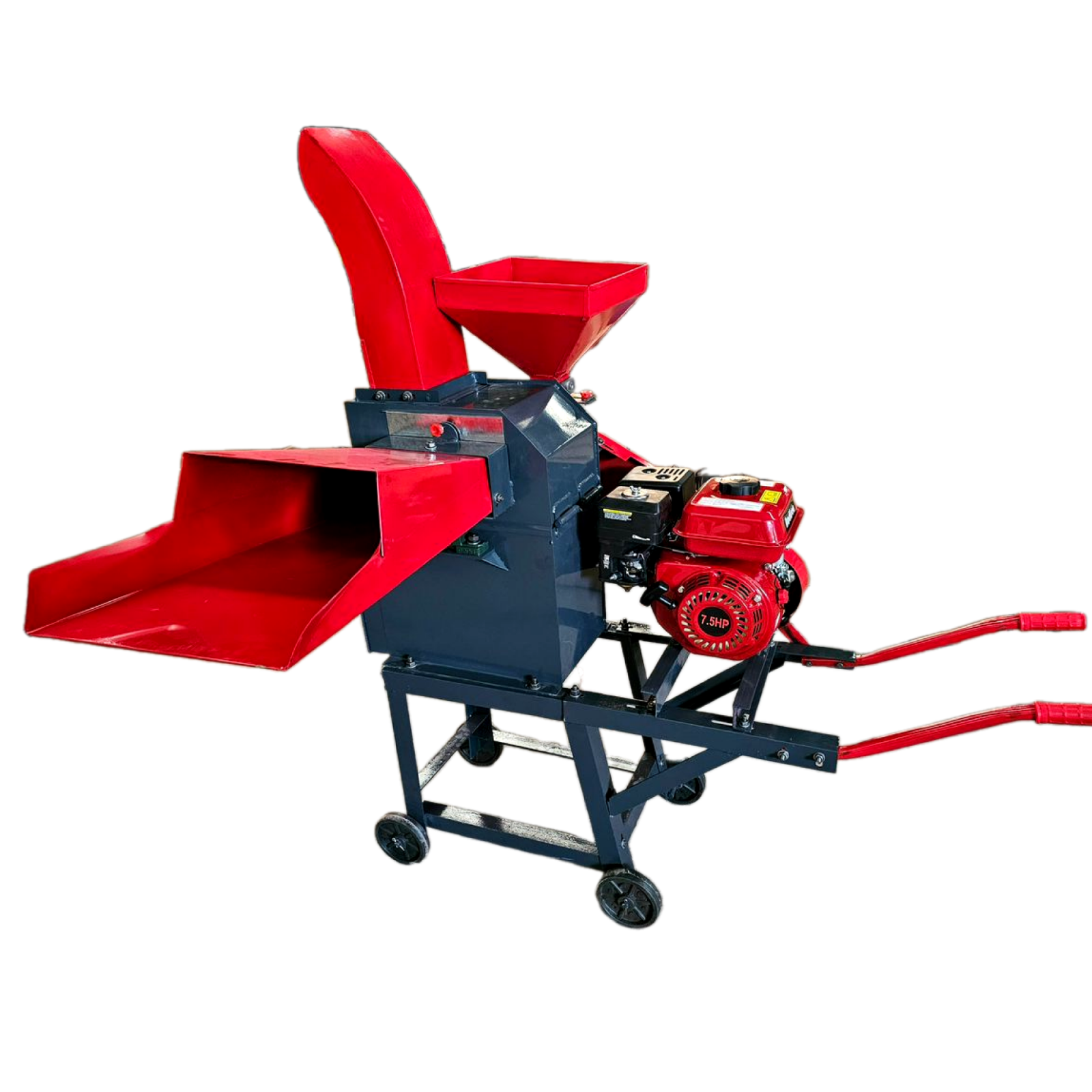 Tocator de furaje Universal (cocean, lucerna, paie) + Moara de cereale MS-400-24H, motor pe benzina 7.5 cp, productie 500 kg/h furaje si 1000 kg/h cereale [4]