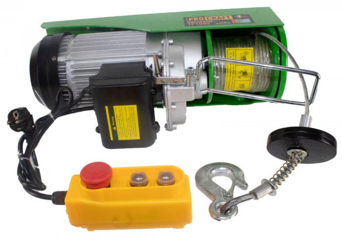 Troliu electric palan Procraft TP1000, 1600W, cu kit montare Greutate 1000kg [5]