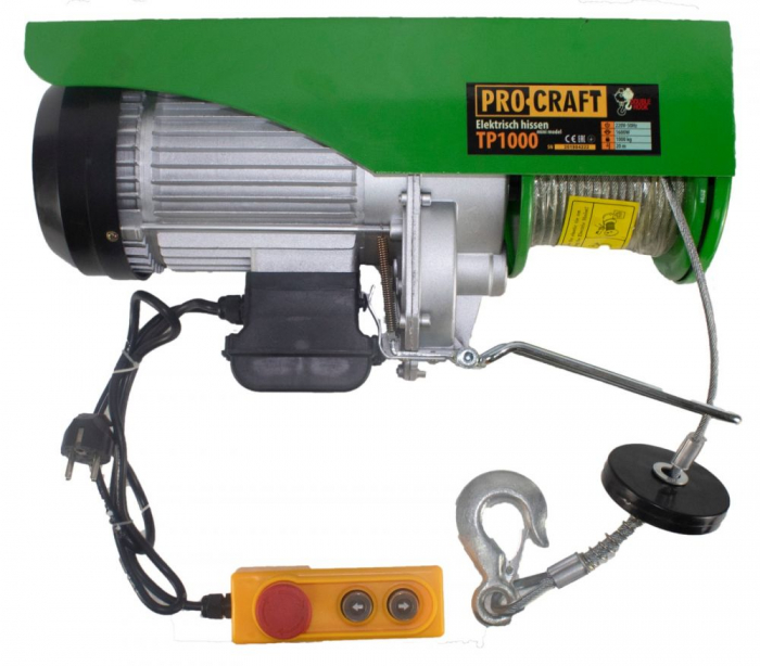Troliu electric palan Procraft TP1000, 1600W, cu kit montare Greutate 1000kg [7]