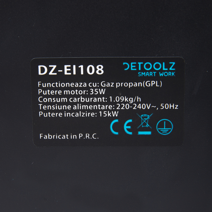 Tun de caldura pe gaz GPL 220-240V 50Hz 15KW, DZ-EI108 [3]