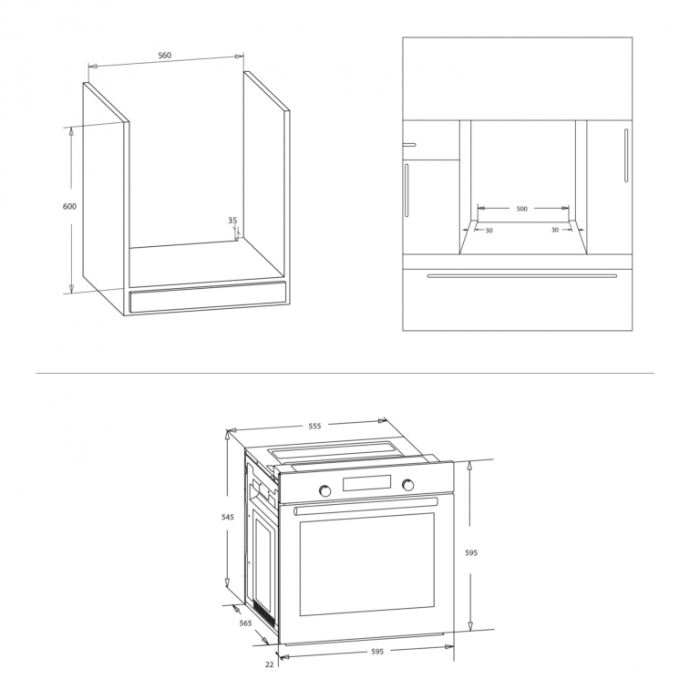Cuptor incorporabil Samus SC620G4B, 62 L, Clasa energetica A, Grill, 2200 W, Ventilatie, Negru [6]