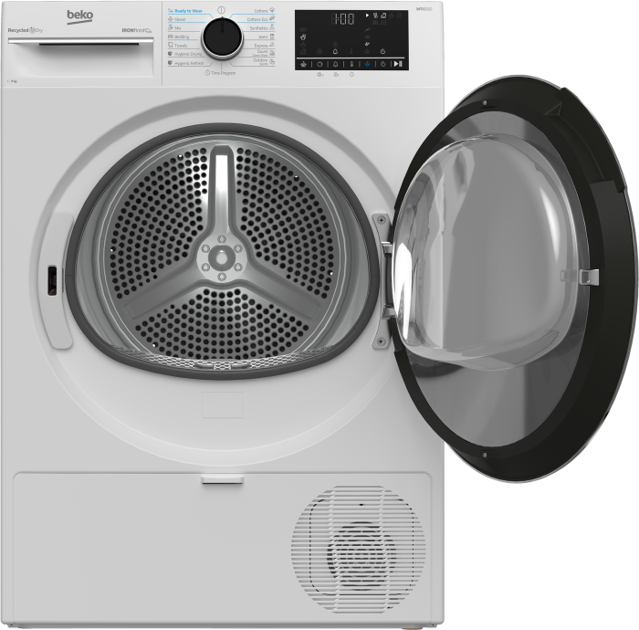 Uscator de rufe Beko, 9kg, Clasa C, Heat Pump, 15 programe, Dispaly, IronFinish, Alb [3]