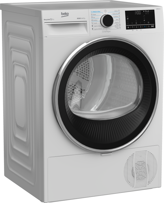 Uscator de rufe Beko, 9kg, Clasa C, Heat Pump, 15 programe, Dispaly, IronFinish, Alb [2]