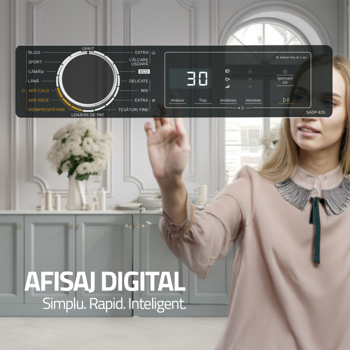 Uscător de Rufe Samus SADP-833, 8 kg, Pompa de Caldura, Clasa Energetica A++, 15 Programe, Display Electronic [8]