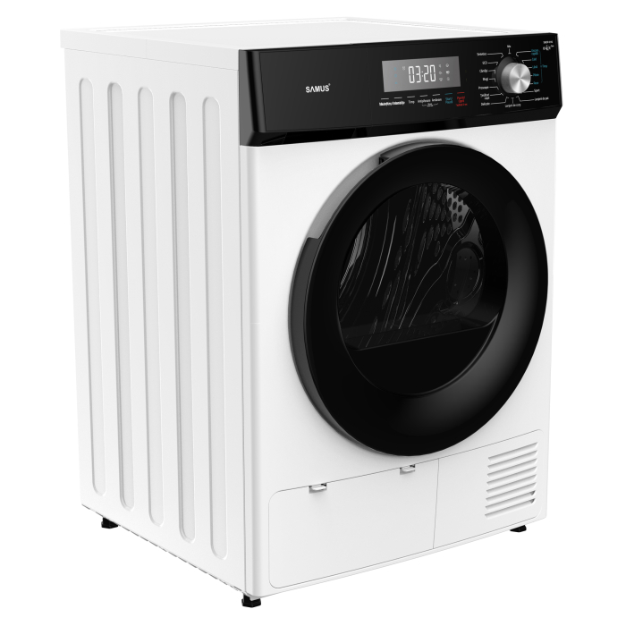 Uscator de rufe Samus SWDP-816, 8 kg, pompa de caldură, 16 programe, afișaj electronic, funcție anti-sifonare, clasa E, alb [2]