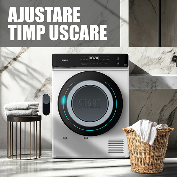 Uscător de rufe Samus SWDP-918, cu pompă de căldură, 9 kg, 18 programe, Afișaj electronic, Alb [23]