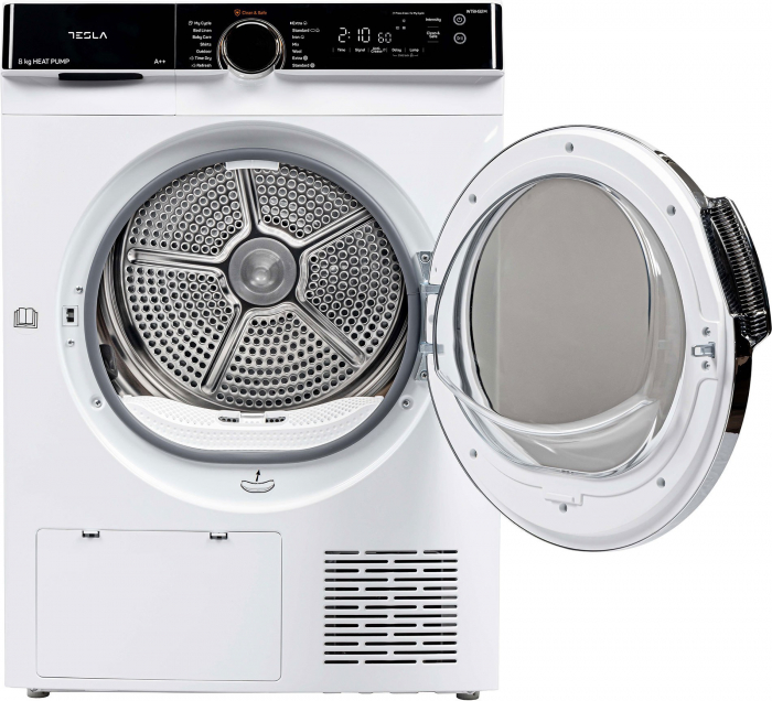 Uscator de rufe Tesla WT8H92M, Pompa de caldura, 8kg, Clasa A++, 16 programe, Ajustare intensitate uscare, Anti Sifonare, Sistem Child Lock, Delay Start, Alb [4]