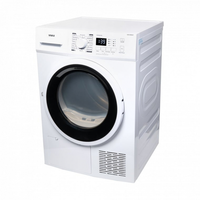 Uscator de rufe VIVAX CDR-0816SHP, Pompa de caldura, 8 kg, Clasa A++, Display LED, Start intarziat, Anti-sifonare, Uscare ajustabila, 16 programe, Alb [10]