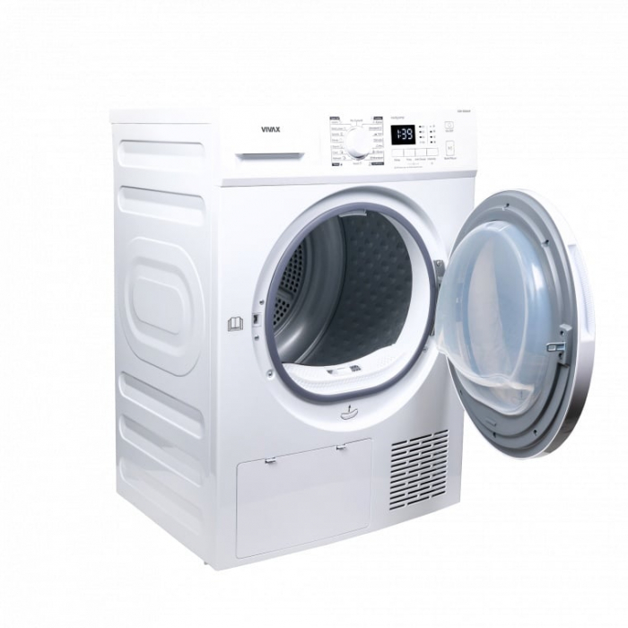 Uscator de rufe VIVAX CDR-0816SHP, Pompa de caldura, 8 kg, Clasa A++, Display LED, Start intarziat, Anti-sifonare, Uscare ajustabila, 16 programe, Alb [9]