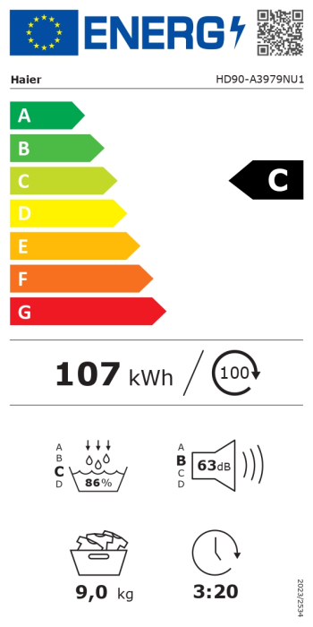Uscator Haier, 9 Kg, Heat Pump Inverter, Clasa C, Alb [7]