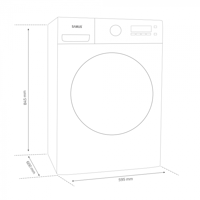 Uscator rufe automat Samus SGDP-822, pompa de caldura, 8 kg, clasa A++, functie anti-sifonare, blocare acces copii, optiune pornire intarziata, Alb [2]