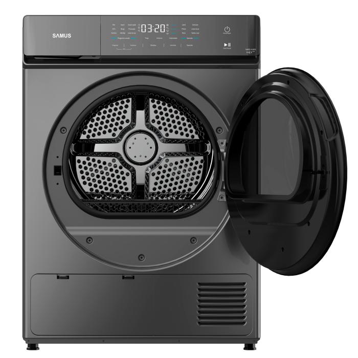 Uscător rufe cu pompă de căldură Samus SWDP-919DS, 9 kg, 18 programe, Afișaj electronic, Gri închis [5]