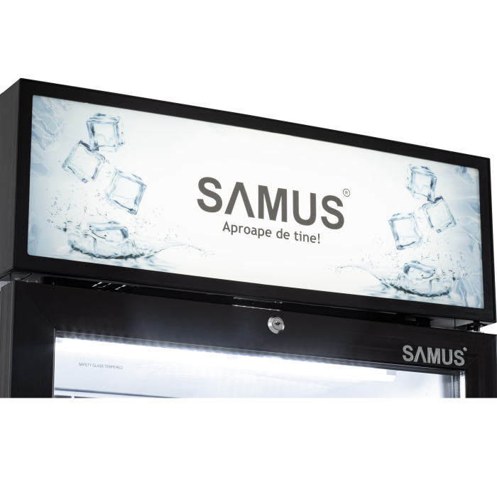 Vitrina frigorifica Samus VS380D, 346 L, Sistem racire ventilator, 5 rafturi ajustabile, Dezghetare automata, Lumina LED Alb/Negru [6]