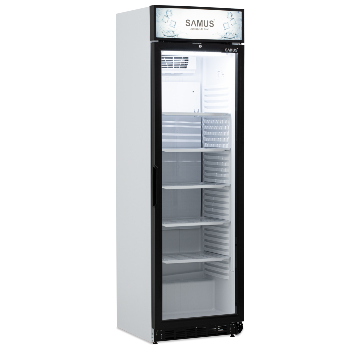 Vitrina frigorifica Samus VS380D, 346 L, Sistem racire ventilator, 5 rafturi ajustabile, Dezghetare automata, Lumina LED Alb/Negru [4]