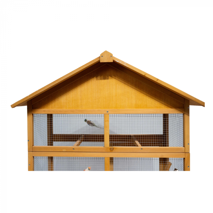 Volieră din lemn pentru papagali și canari BÜNTZ, 108 x 57 x 164 cm, acoperiș rezistent, uși duble, plasă metalică, tavă detasabilă [6]