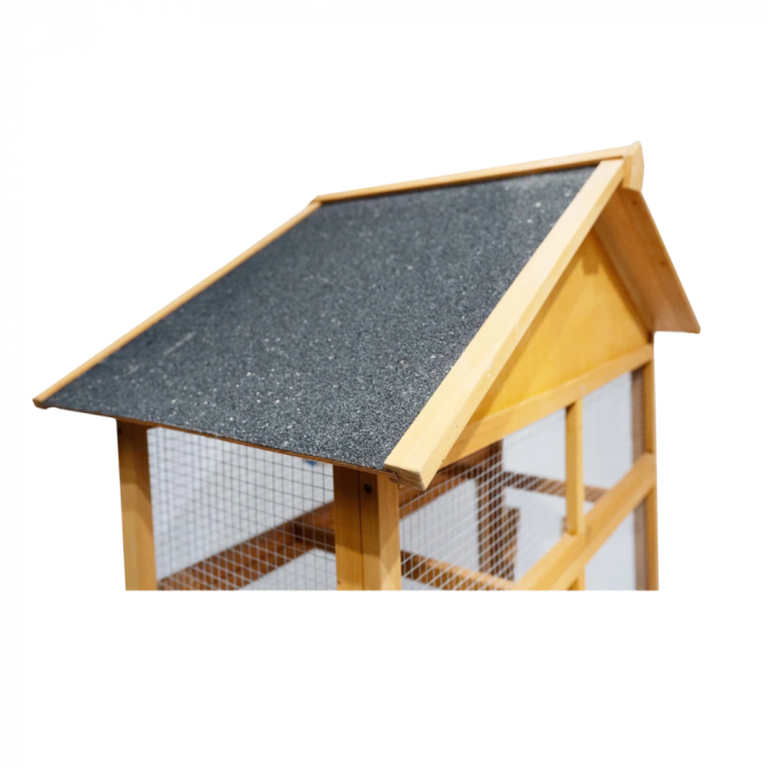Volieră din lemn pentru papagali și canari BÜNTZ, 108 x 57 x 164 cm, acoperiș rezistent, uși duble, plasă metalică, tavă detasabilă [7]