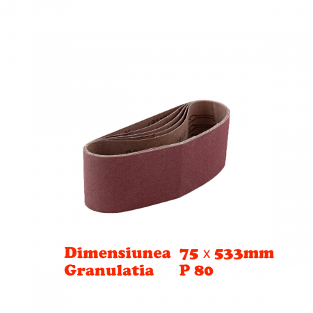 Accesorii pentru slefuire si lustruire - Banda smirghel 75х533mm P 80 5pcs