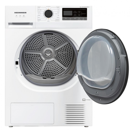 Uscător de rufe cu pompă de căldură Heinner HHPD-M8N13PBKE++, 8 kg, Clasa E, 16 programe, Display digital LED, Alb [1]