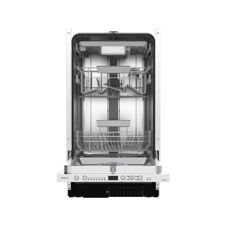Masini de spalat vase - Masina de spalat vase incorporabila Tesla WDI491M, 10 seturi, 7 programe, Clasa D, 45 cm, AquaStop, Deschidere automata usa, Display LED, Inox