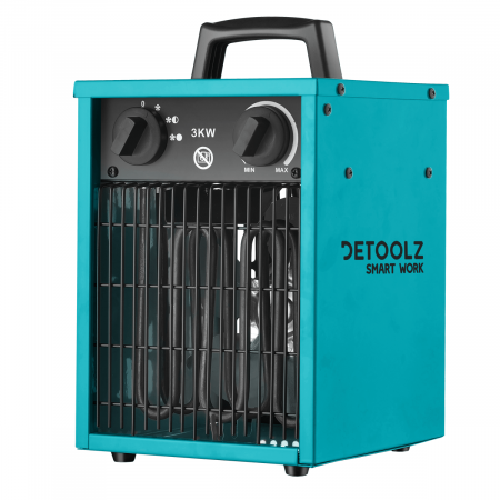Climatizare si sisteme de incalzire - Aeroterma electrica industriala trepte 25/2000/3000w, suprafata 30 m² 40 c Detoolz  DZ-EI111