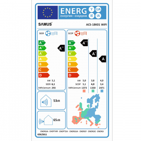 Aparat de Aer Condiționat Samus ACS-18K01 WiFi, 18000 BTU, Inverter, Răcire / Încălzire, Clasa A++, R32, Control Wi-Fi [4]