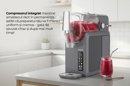 Aparat de facut granita 6 in 1 Heinner FreezeFun HSLM-DW26DGREY, 220 W, Capacitate totala: 2.6 l, Capacitate ingrediente: 1.9 l, Ecran LED si control tactil, 6 functii: slushie, bere, vin, mix bauturi [5]