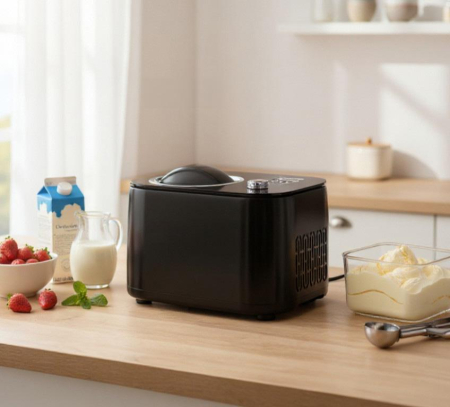 Aparat de făcut înghețată HEINNER IceDelight HICM-DW14BK, compresor incorporat, display LED, timer digital, funcție iaurt, menținere la rece 1h, negru [6]