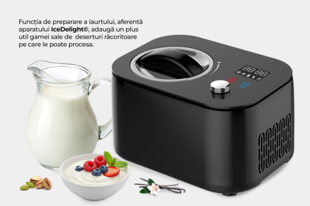 Aparat de făcut înghețată HEINNER IceDelight HICM-DW14BK, compresor incorporat, display LED, timer digital, funcție iaurt, menținere la rece 1h, negru [10]