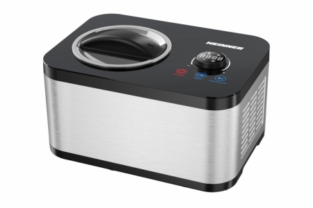 Inghetata - Aparat de făcut înghețată HEINNER SweetFreeze HICM-DW154SSBK, 120W, 1.5L, compresor incorporat, display LED, funcții înghețată/iaurt/mixare/răcire, control tactil, program răcire 1h, negru/inox