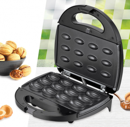 Aparat de facut nuci Heinner Dessert Supreme HNM-750BKS, 750W, capacitate 12 bucati, indicator luminos, manere termoizolate, Negru [1]