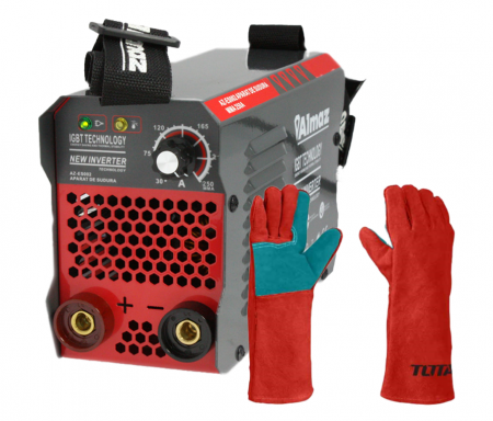 Aparate de sudura - Aparat de Sudura, Invertor Almaz 250A AZ-ES002, Electrod 1.6-5mm, accesorii incluse + Manusi de protectie marime 16