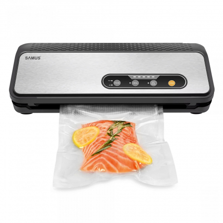 BUCATARIE - Aparat de vidat alimente Samus Sealmaster, 110 W, presiune vid 0.8 bar, conexiune la vid extern, cutter integrat, Negru/Inox
